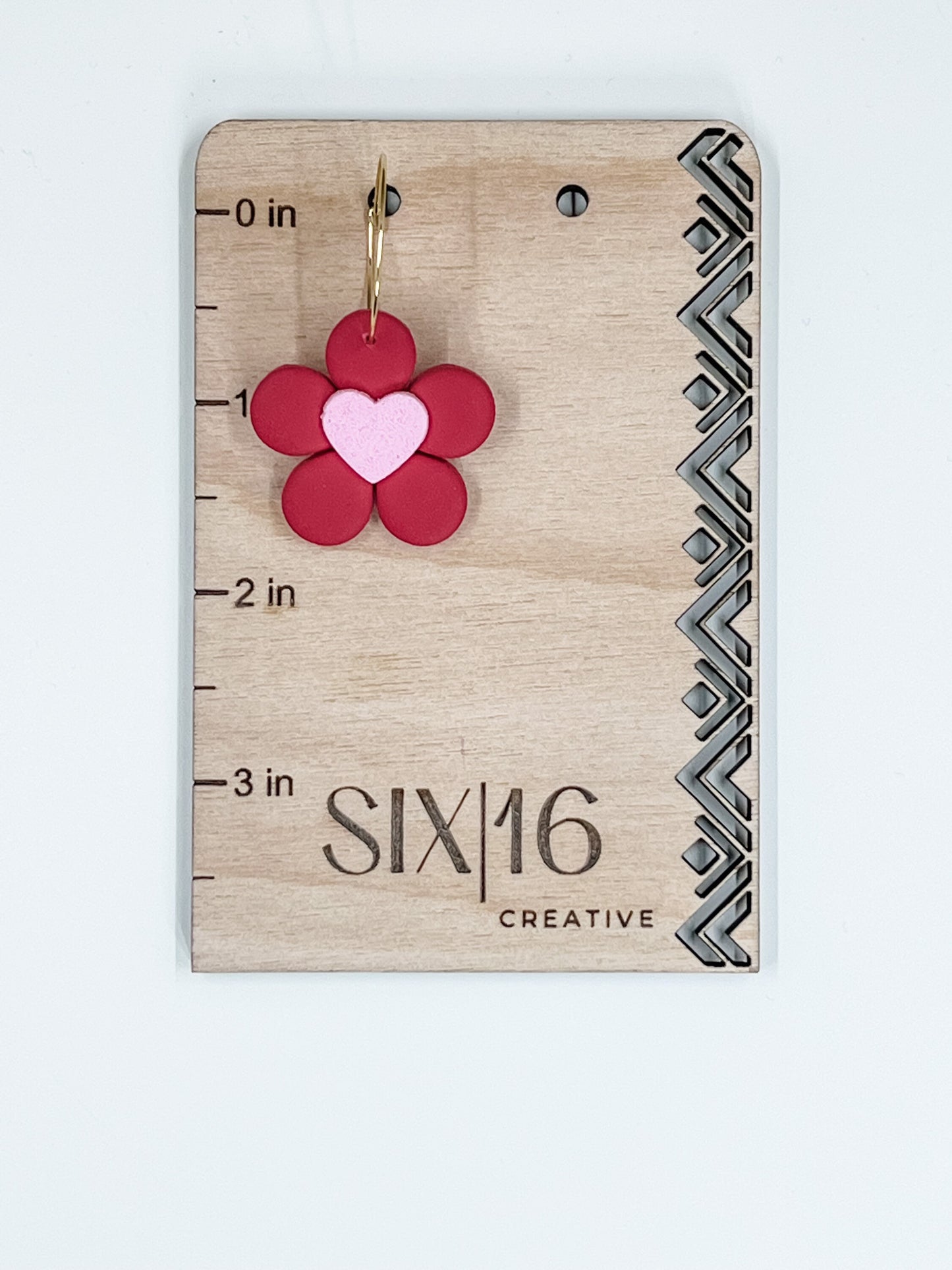 Red Flower Clay Earrings