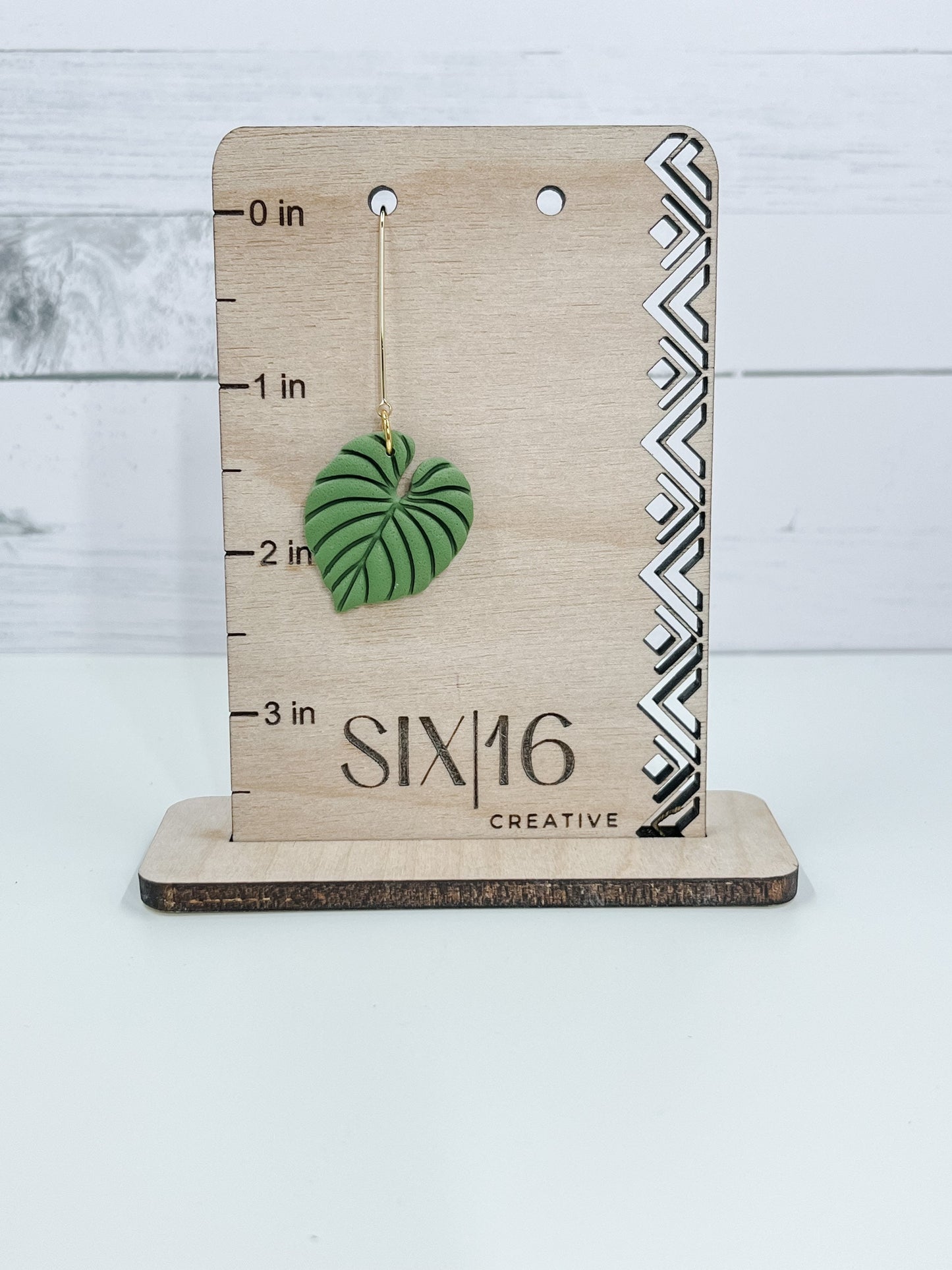 Green Philodendron Leaf Clay Earrings