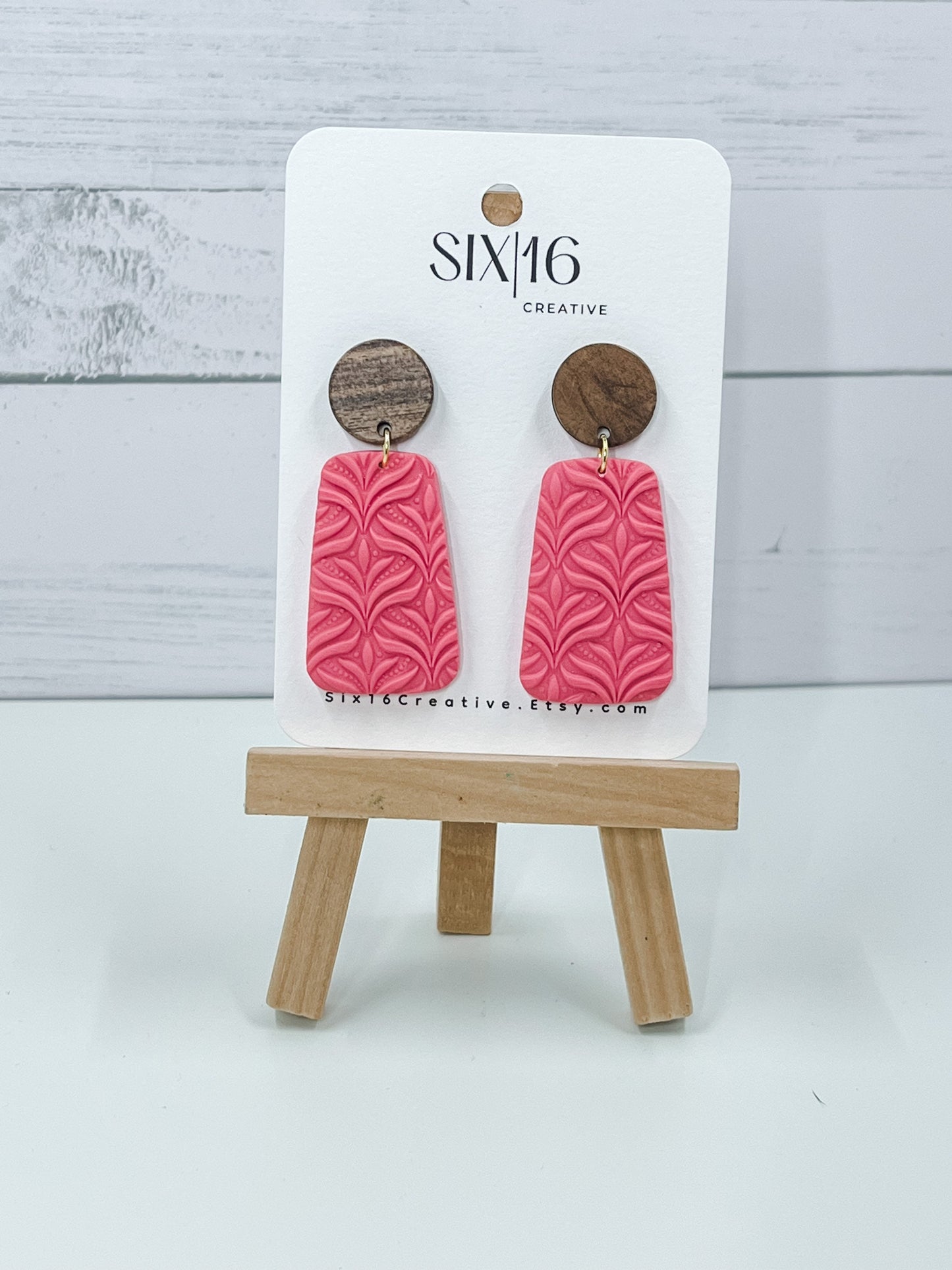 Coral Clay Earrings