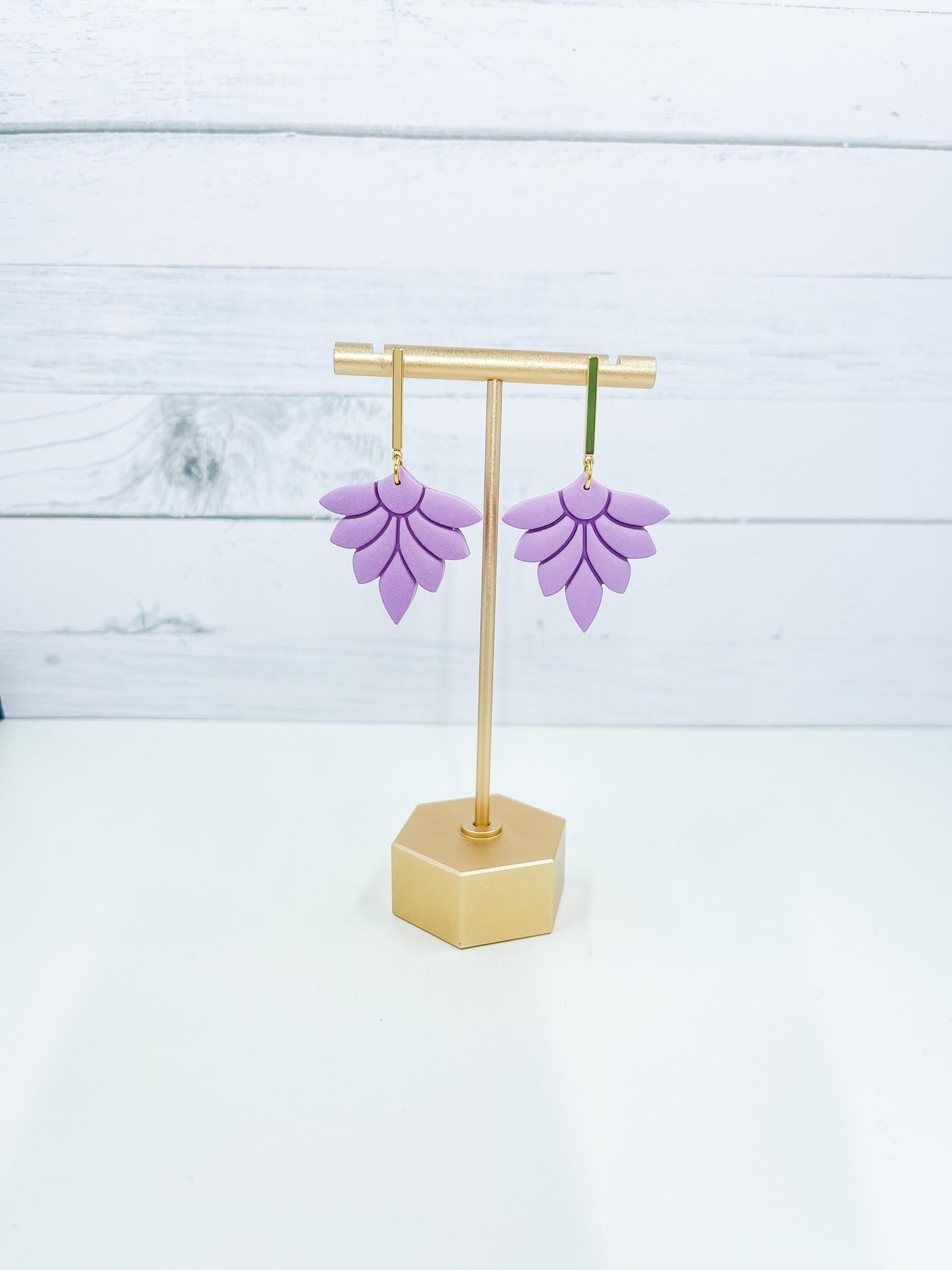 Lilac Floral Clay Earrings