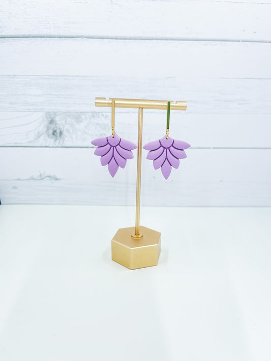 Lilac Floral Clay Earrings