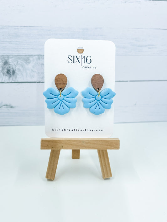 Blue Flower Polymer Clay Earrings