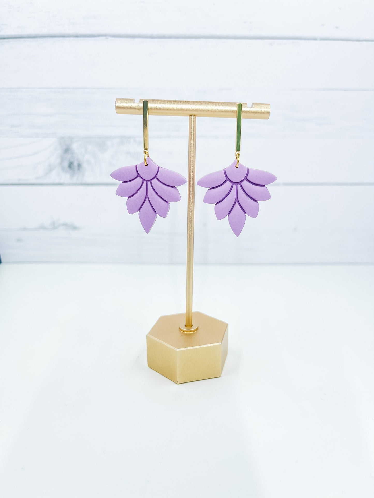 Lilac Floral Clay Earrings