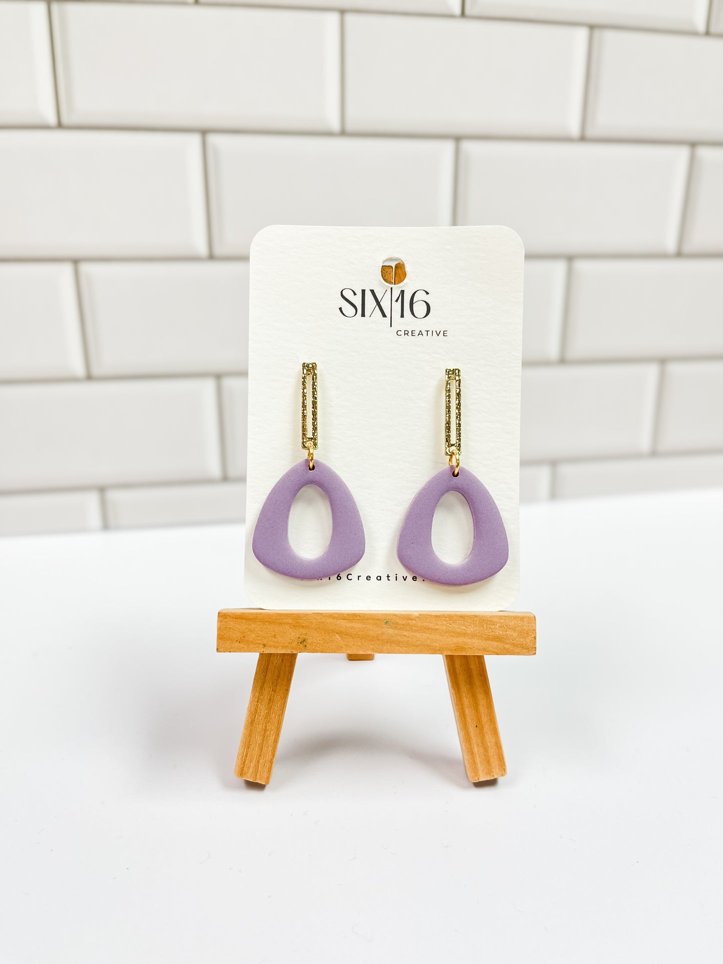 Lilac Triangle Clay Earrings