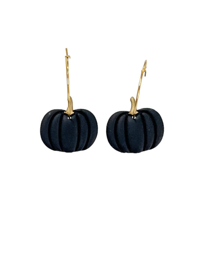 Black Pumpkin Clay Earrings