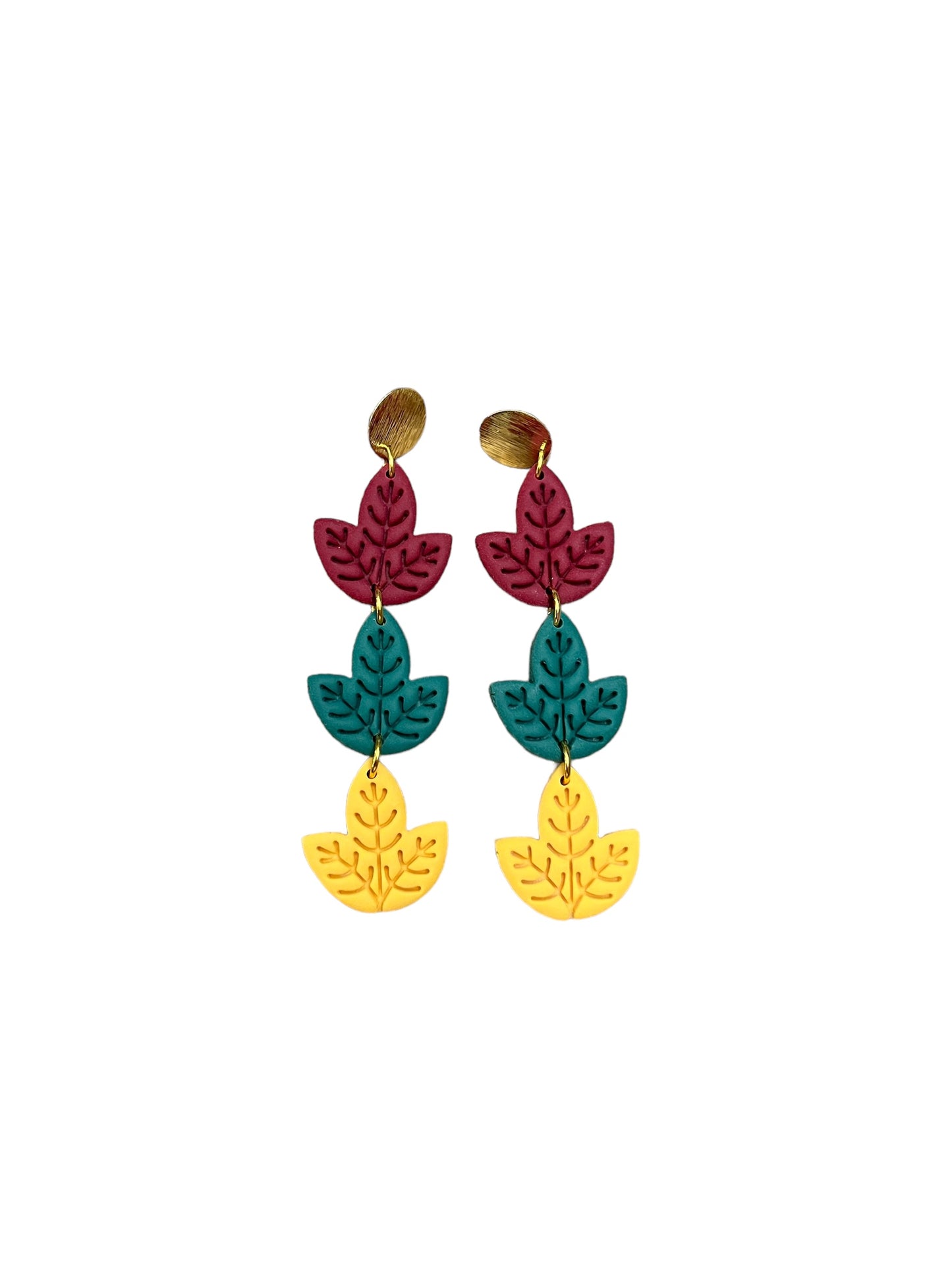 Leaf Trio Clay Earrings