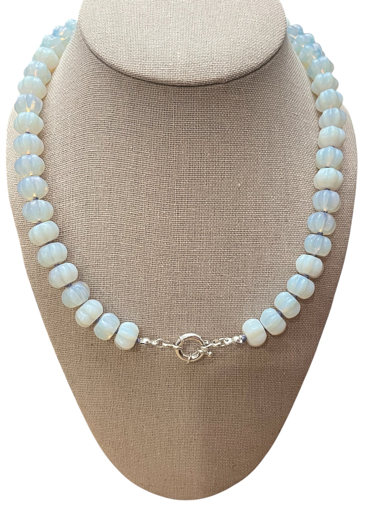 White Opalite Pumpkin Gemstone Necklace