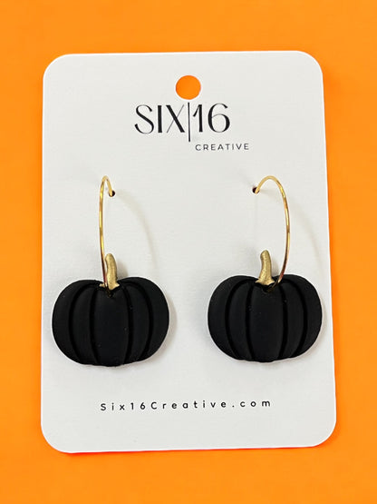 Black Pumpkin Clay Earrings