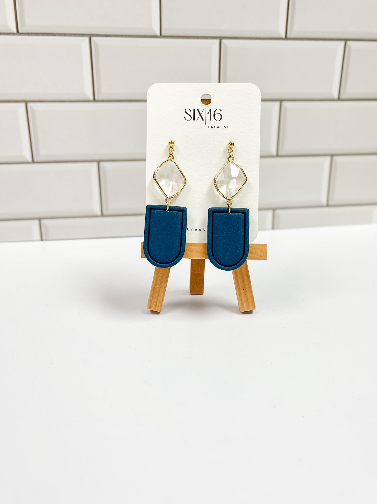 Navy Arch Polymer Clay Earrings