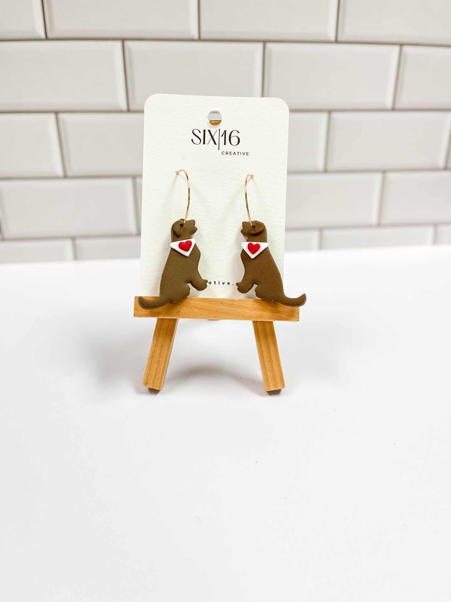 Brown Dog Polymer Clay Earrings