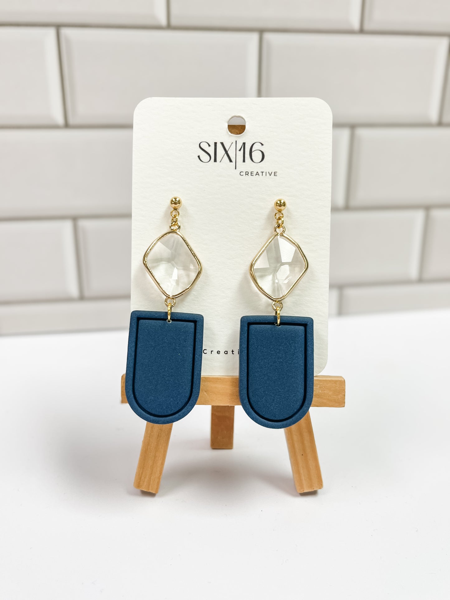 Navy Arch Polymer Clay Earrings