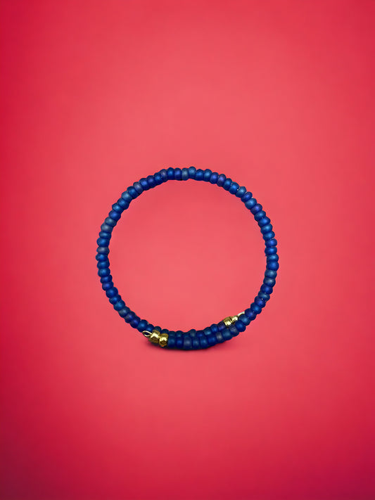 Matte Dark Blue Beaded Bracelet