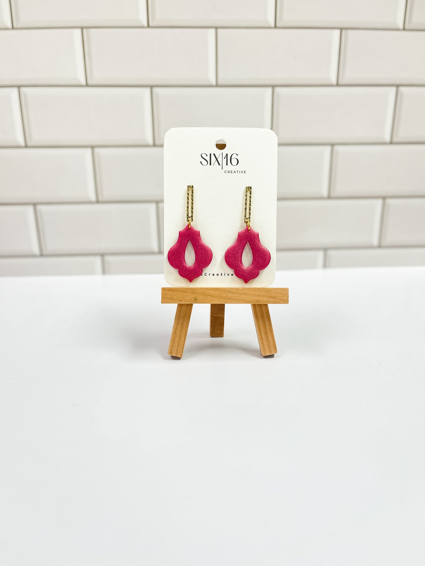 Shimmer Pink Clay Earrings