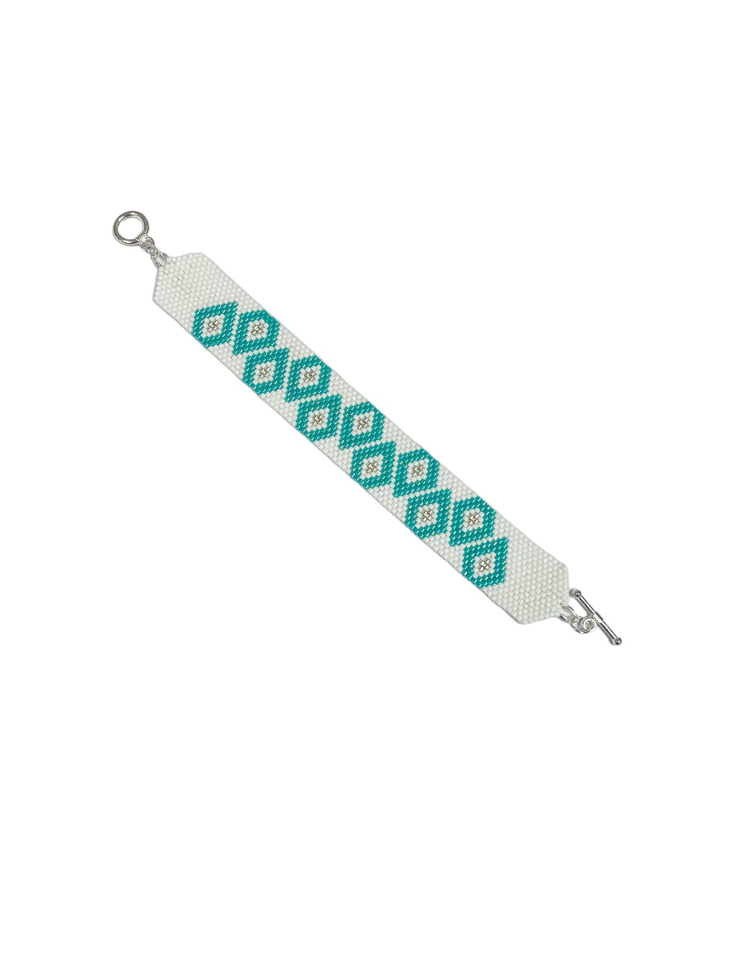 Aqua and White Diamond Beaded Bracelet
