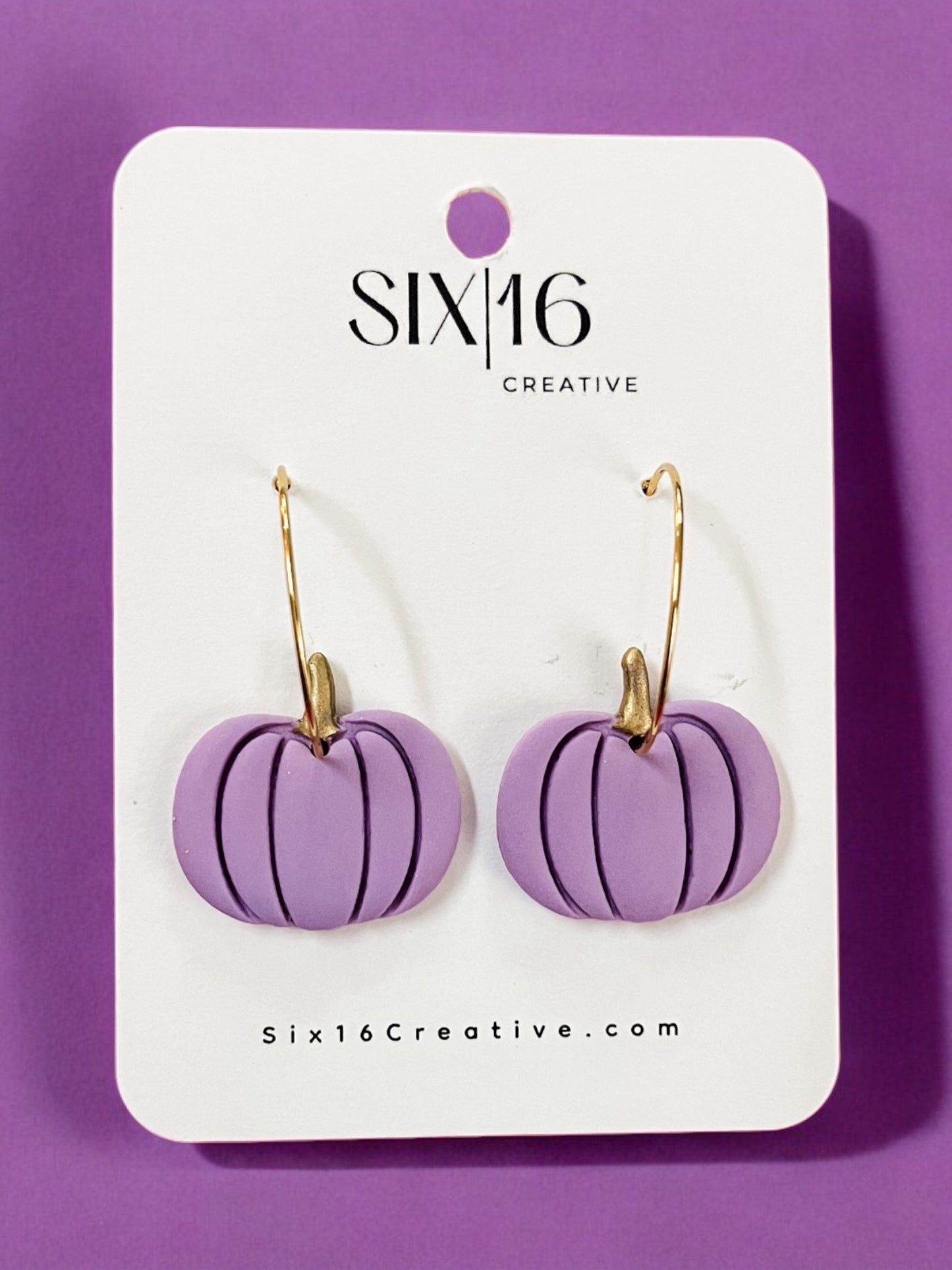 Purple Pumpkin Clay Earrings