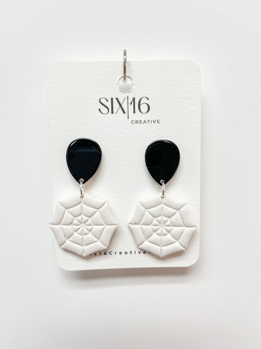 Spider Web Clay Earrings