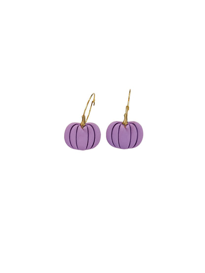 Purple Pumpkin Clay Earrings