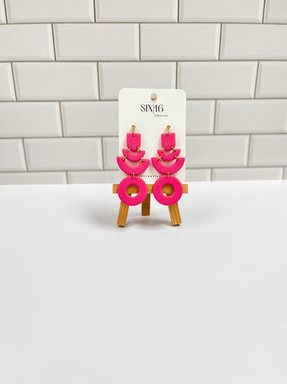Pink 4 Piece Clay Earrings
