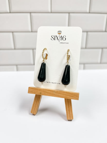 Black Bead Polymer Clay Earrings