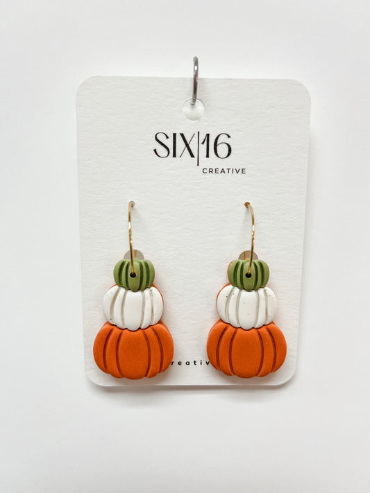 Pumpkin Trio Clay Earrings