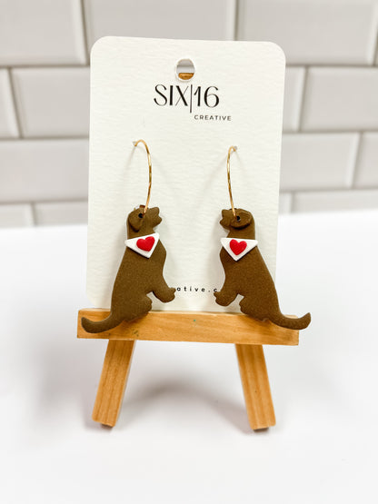 Brown Dog Polymer Clay Earrings