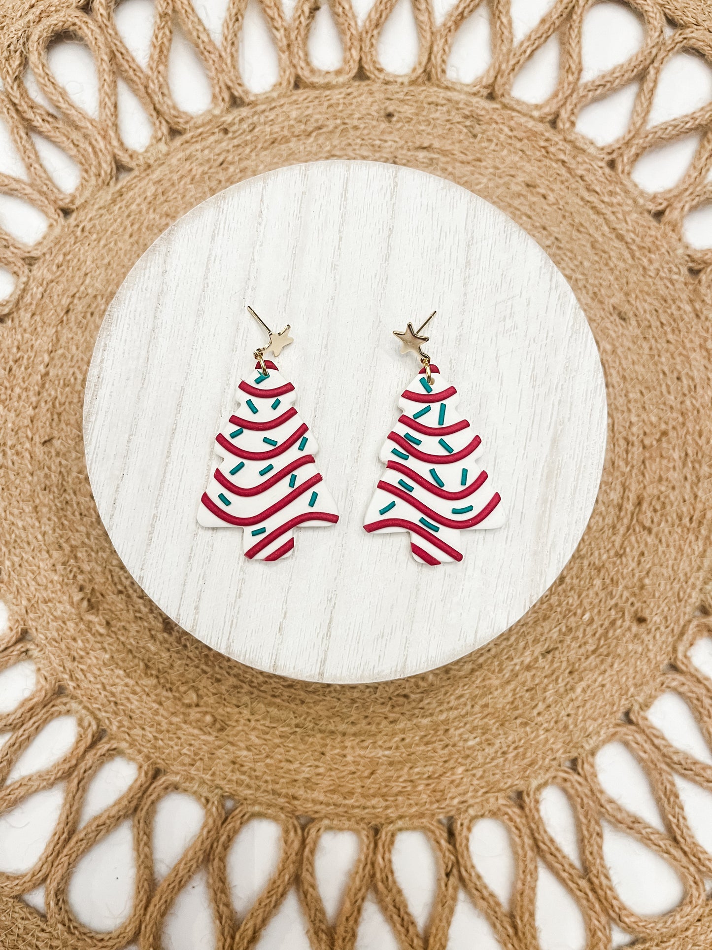 Christmas Tree Cake Polymer Clay Earrings