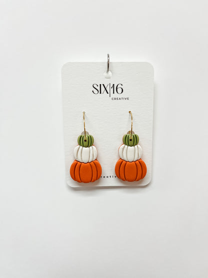 Pumpkin Trio Clay Earrings