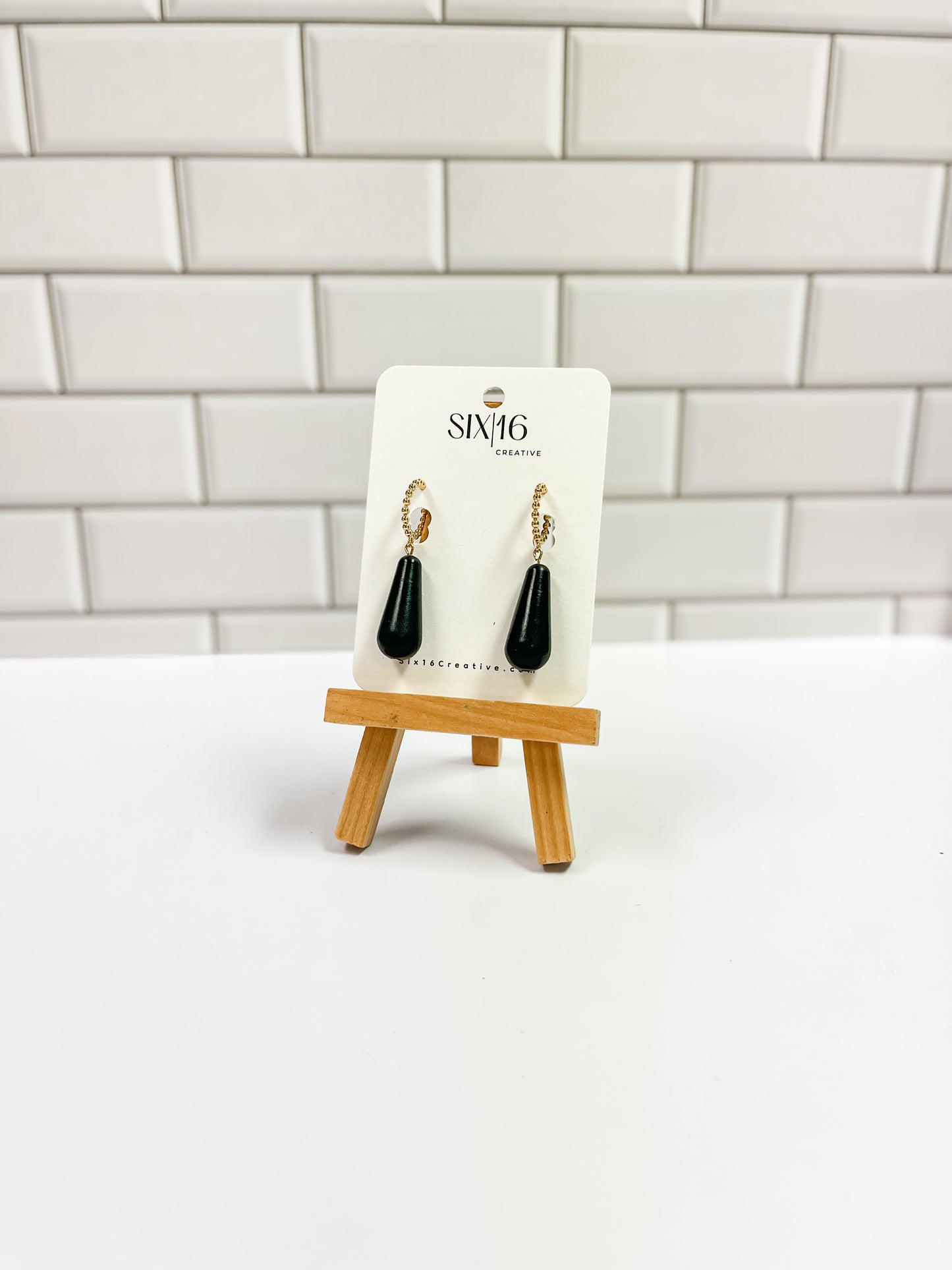 Black Bead Polymer Clay Earrings