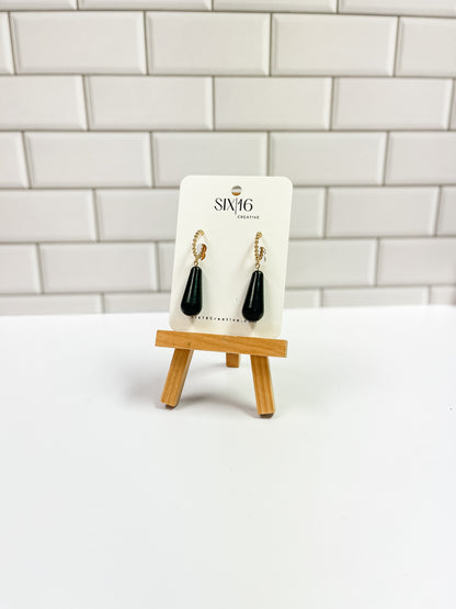 Black Bead Polymer Clay Earrings