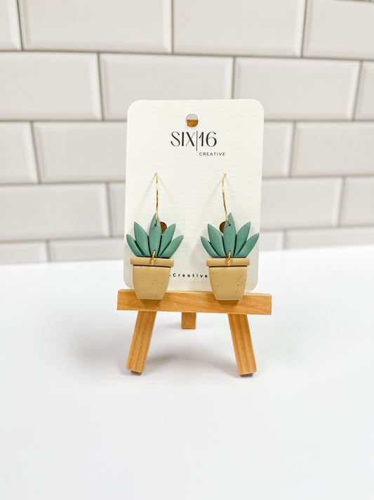 Sage Potted Plant Clay Earrings