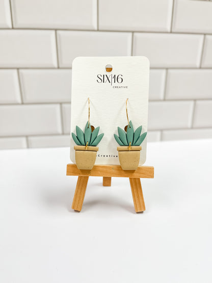 Sage Potted Plant Clay Earrings