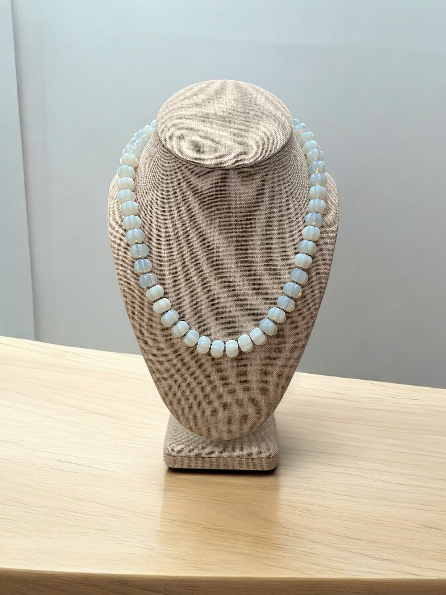 White Opalite Pumpkin Gemstone Necklace