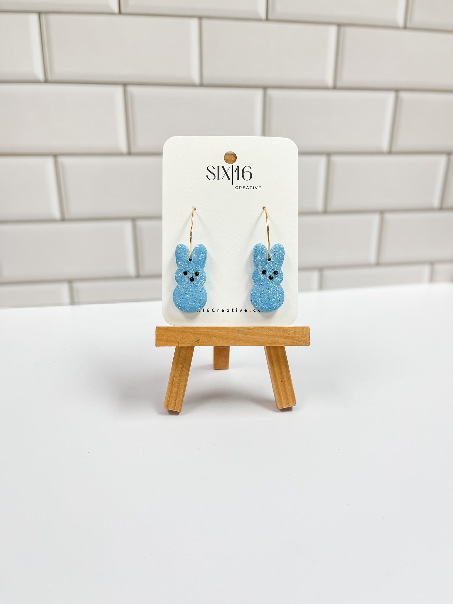 Blue Marshmallow Bunny Earrings