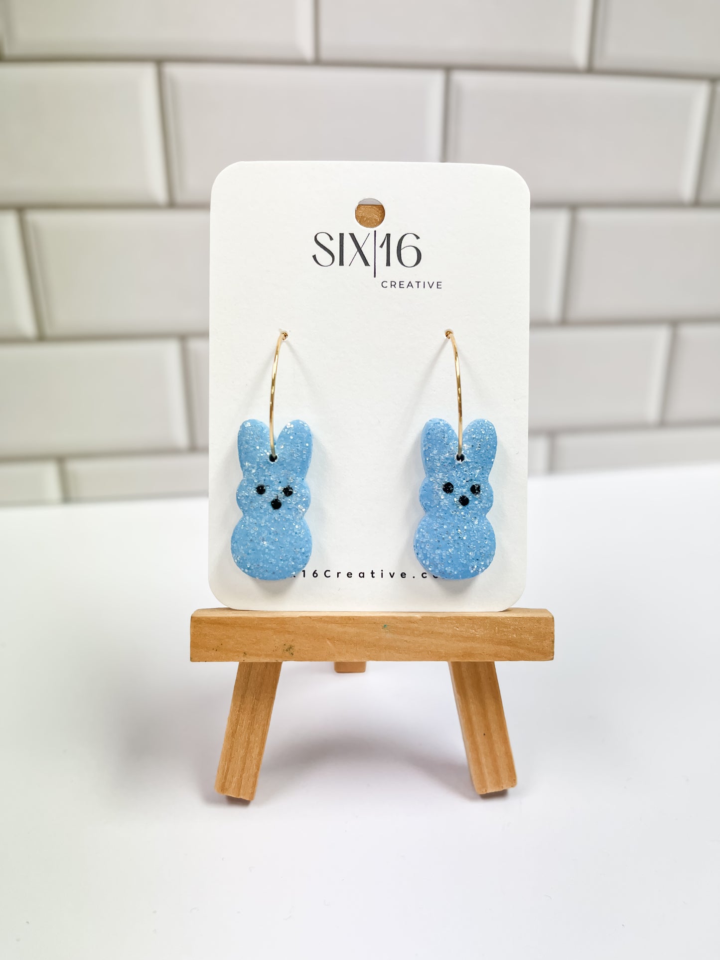 Blue Marshmallow Bunny Earrings