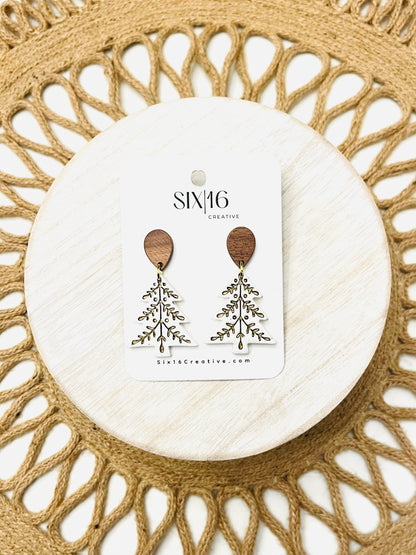 White Christmas Tree Polymer Clay Earrings