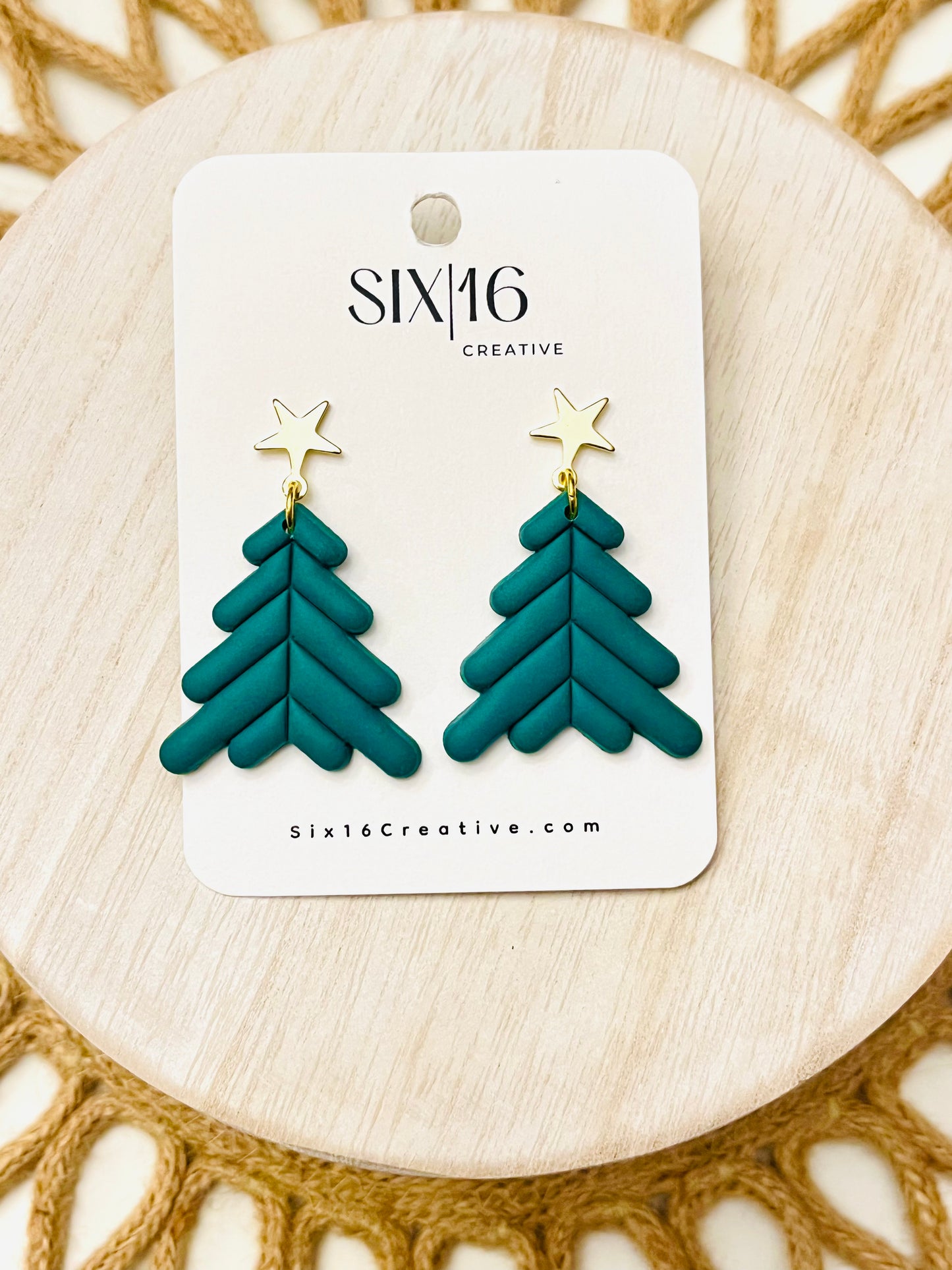 Geometric Christmas Tree Polymer Clay Earrings