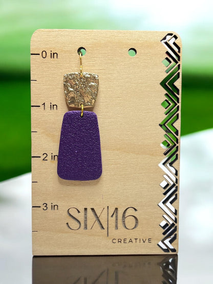 Purple Rectangle Polymer Clay Earrings