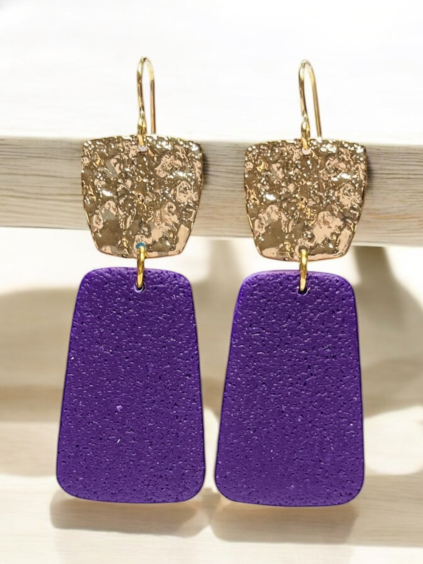 Purple Rectangle Polymer Clay Earrings