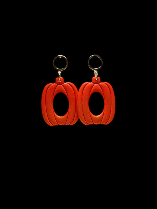 Orange Open Pumpkin Clay Earrings