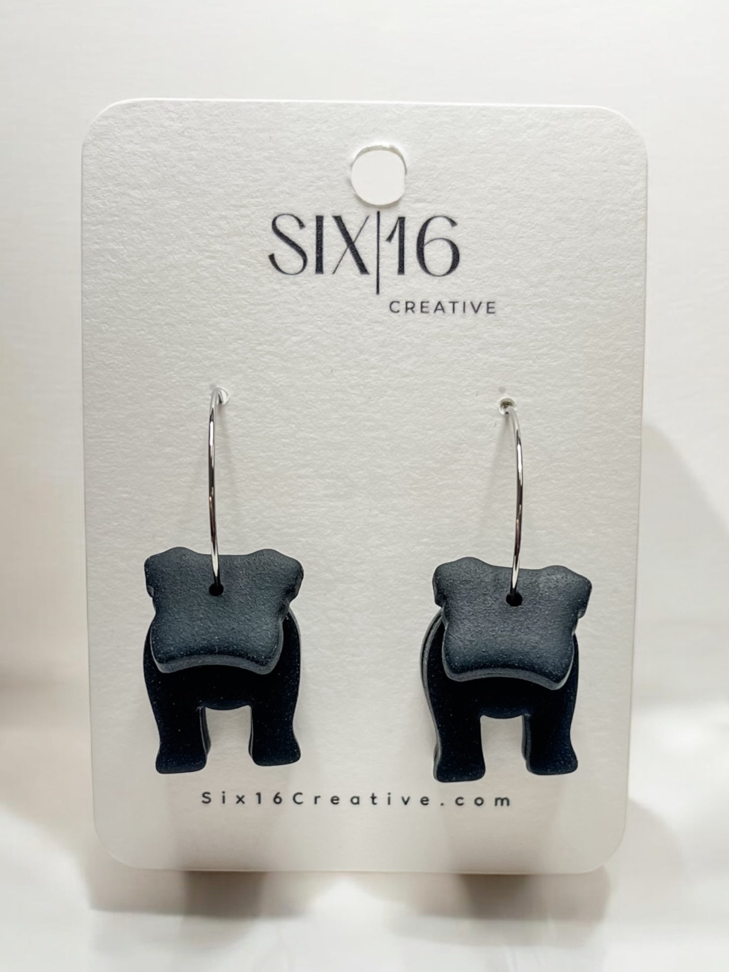 Black Bulldog Clay Earrings