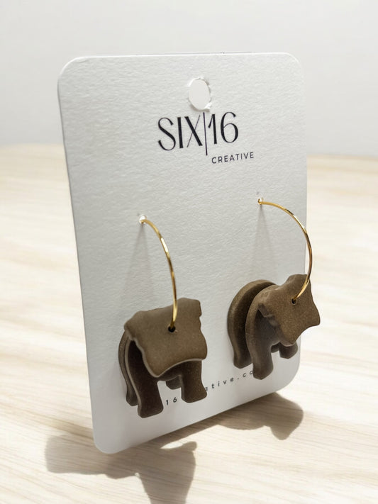 Brown Bulldog Clay Earrings