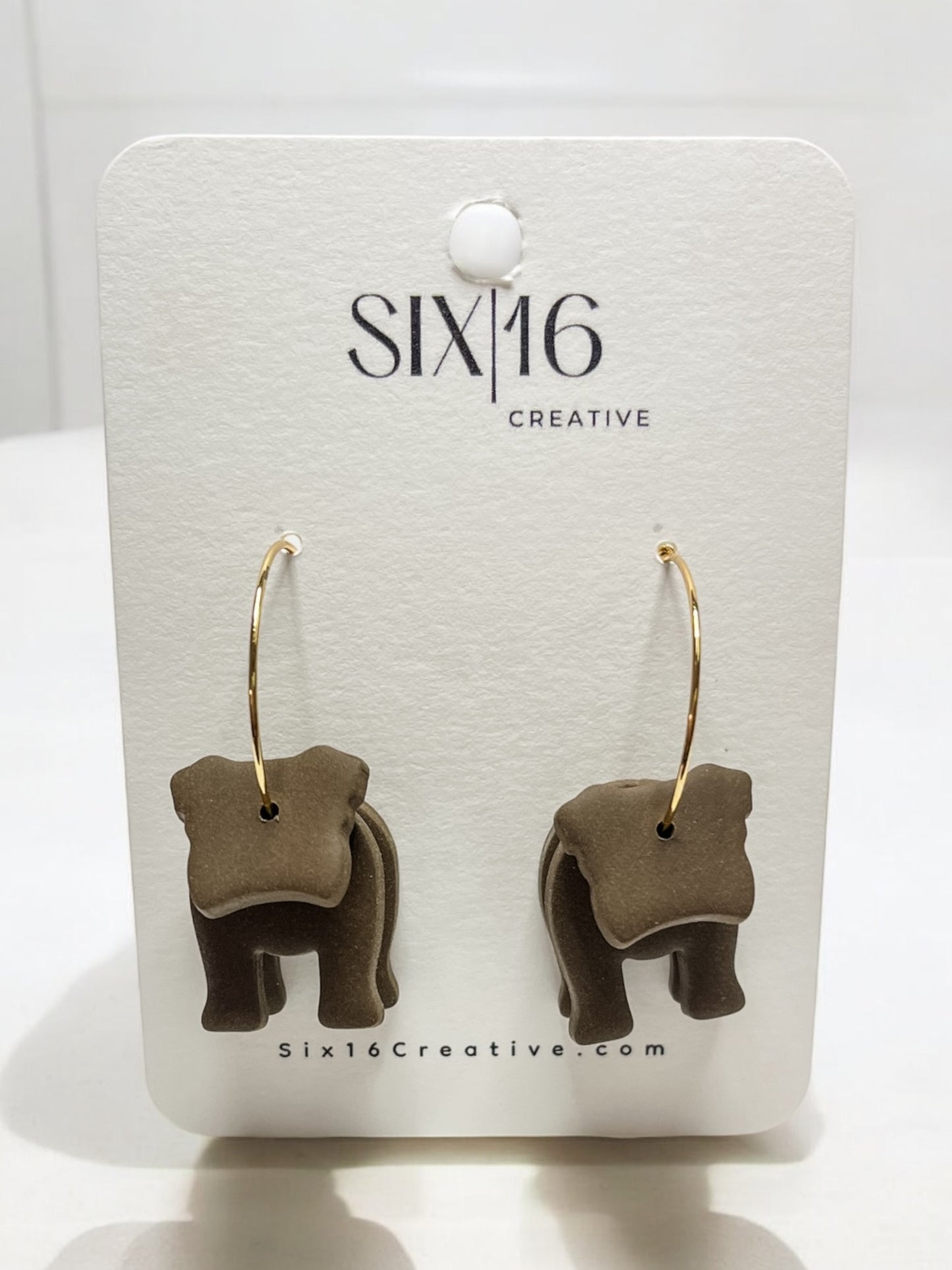 Brown Bulldog Clay Earrings