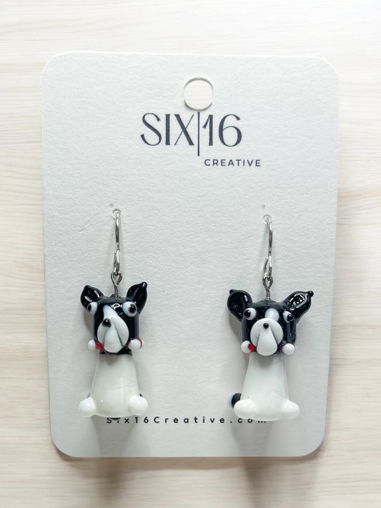 Dog Glass Bead Earrings