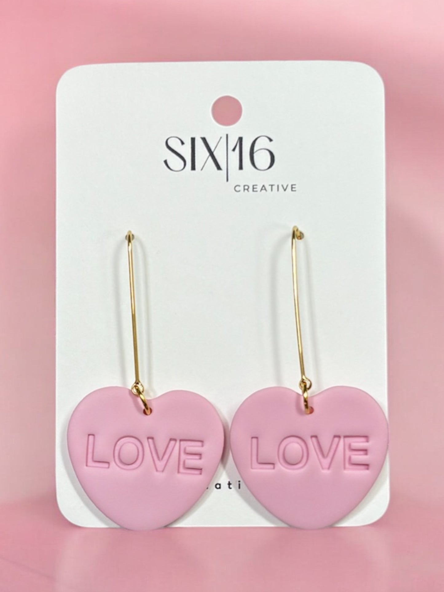 Pink Conversation Heart Clay Earrings