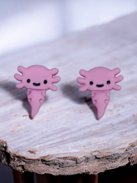 Axolotl Stud Clay Earrings