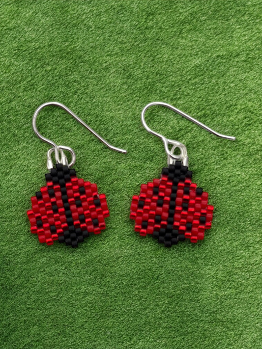 Lady Bug Beaded Earrings