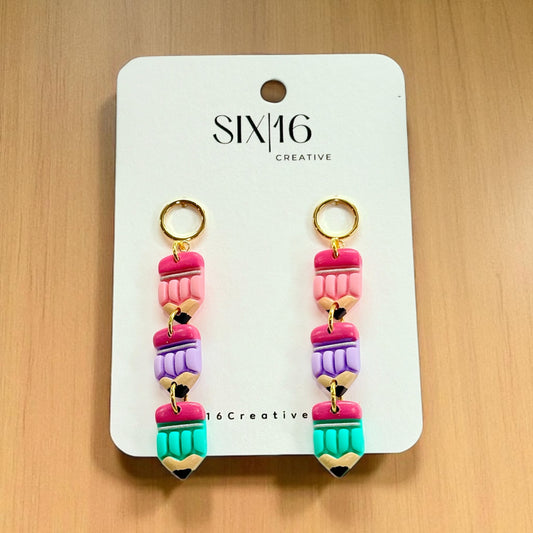 Pastel Pencil Clay Earrings