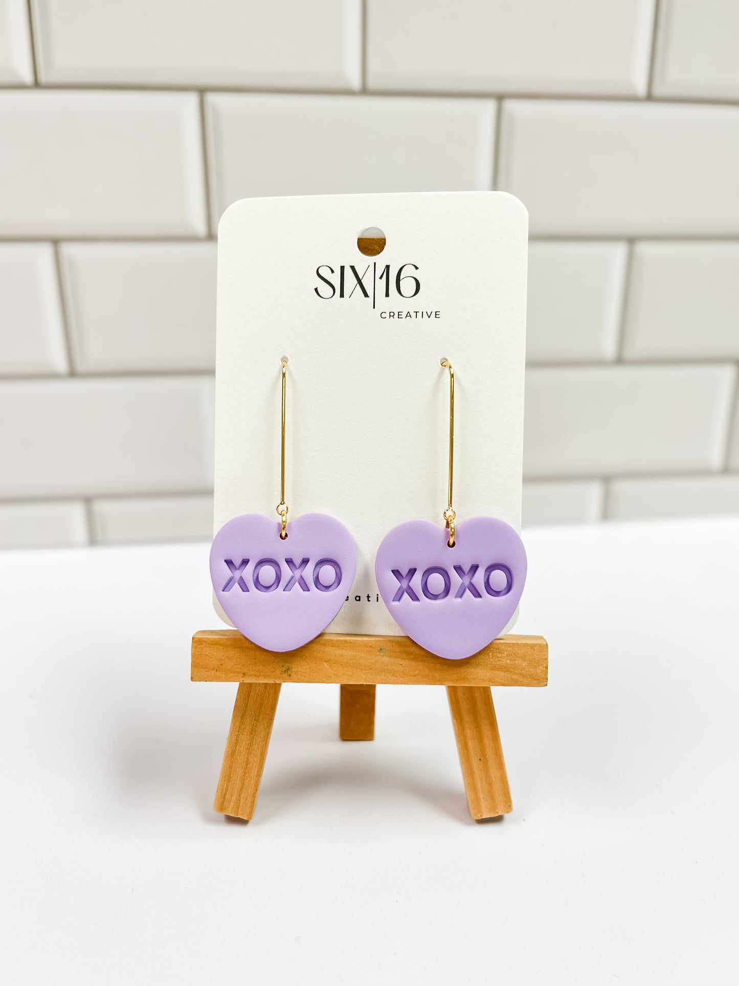 Purple Conversation Heart Clay Earrings