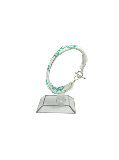Aqua and White Diamond Beaded Bracelet