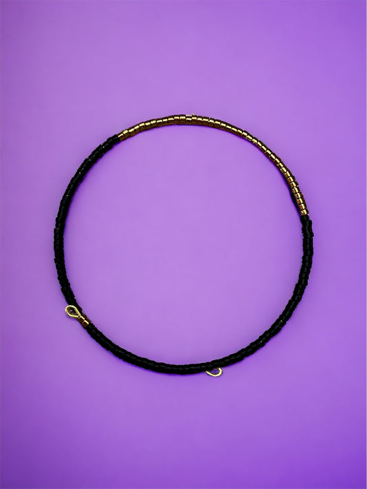 Matte Black and Bronze Beaded Bracelet